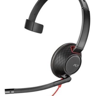 POLY MONOAURAL CON MICROFONO BLACKWIRE 5210 ALAMBRICO USB A NEGRO-ROJO