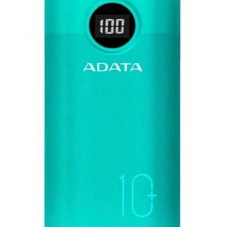 POWERBANK ADATA P10000QCD 10 000 MAH. DOS PUERTOS USBA Y UN PUERTO USBC CARGA TRES DISPOSITIVOS SIMULTANEAMENTE INDICADOR DE CARGA COLOR VERDE.