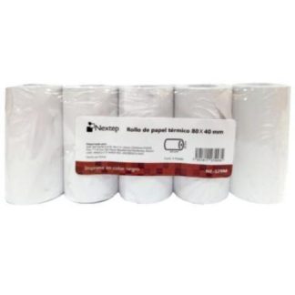 ROLLO DE PAPEL NEXTEP TERMICO NE529M 80X40 MM C-5 PIEZAS GRAMAGE 55 Y LARGO 14M + 5 IMPRESION COLOR NEGRO