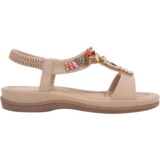 SANDALIA CONFORT CON PIEDRAS DE COLORES BEIGE VI LINE