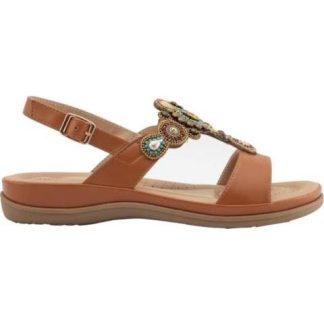 SANDALIA CONFORT CON PIEDRAS DE COLORES CAMEL VI LINE
