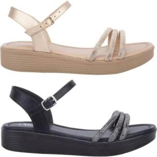 SANDALIA PLANA CON BRILLOS MULTICOLOR VI LINE