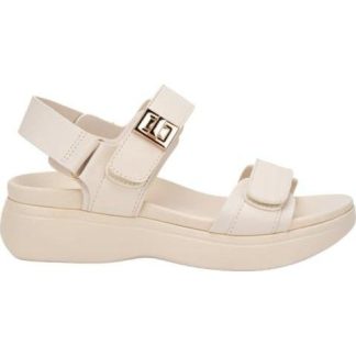 SANDALIA PLANA MONOCOLOR HERRAJE BEIGE/HUESO VI LINE