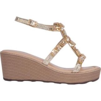 SANDALIA PLATAFORMA CON PEDRERIA ORO VI LINE FASHION