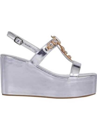 SANDALIA PLATAFORMA CON PEDRERIA PLATA VI LINE FASHION