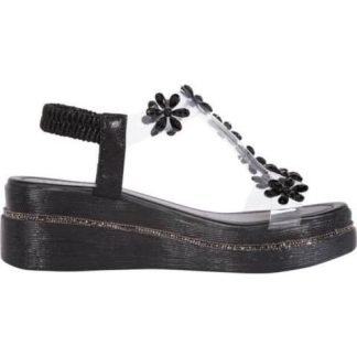 SANDALIA PLATAFORMA MEDIA CON PIEDRAS NEGRO VI LINE FASHION