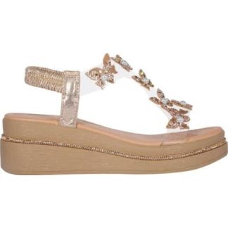 SANDALIA PLATAFORMA MEDIA CON PIEDRAS ORO VI LINE FASHION