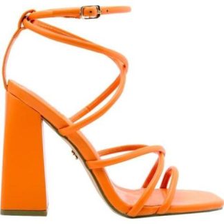 SANDALIA TACON TIRAS AMARRE MONOCOLOR NARANJA BELINDA PEREGRIN