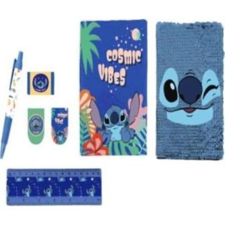 SET ESCOLAR LIBRETA LAPICERO SEPARADORES GOMA      LI AZUL STITCH