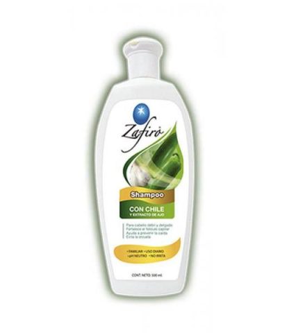 SHAMPOO CON CHILE Y EXTRACTO DE AJO 500ML. PARA CABELLO DEBIL Y D ZAFIRO