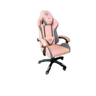 SILLA GAMER INCLINACION RESPALDO 145 CLASE 4 140150KG NGS01 FOAM 350MM 63CM-64CM-121131CM COJIN LUMBAR Y CABEZA ROSA-GRIS