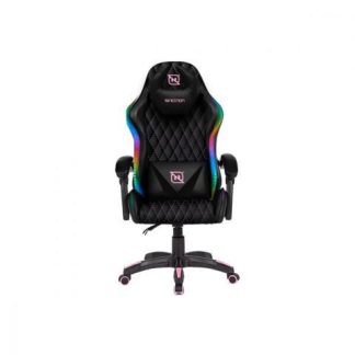 SILLA GAMER RGB INCLINACION RESPALDO 145 CLASE 4 140150KG NSGRGB1 FOAM 350MM 63CM-64CM-121131CM COJIN LUMBAR Y CABEZA NEGRO-FUSCIA