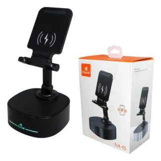 SOPORTE PARA CELULAR CON BOCINA CARGADOR INALAMBRICA BLUETOO NEGRO