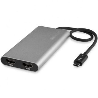 STARTECH  ADAPTADOR DE VIDEO THUNDERBOLT 3 A DOBLE HDMI 4K 60HZ PLATA