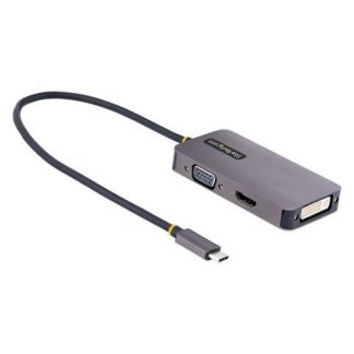 STARTECH  ADAPTADOR DE VIDEO USB C - HDMI-VGA-DVI-I HEMBRA GRIS