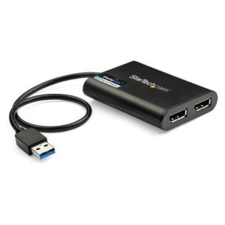 STARTECH  ADAPTADOR USB 3.0 MACHO - 2X DISPLAYPORT HEMBRA NEGRO