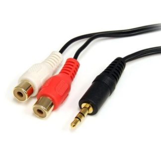 STARTECH  CABLE 3.5MM MACHO - 2X RCA HEMBRA 1.8 METROS NEGRO