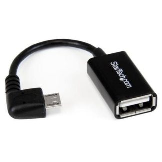 STARTECH  CABLE ADAPTADOR MICRO USB B MACHO - USB A HEMBRA OTG ACODADO A LA DERECHA 12CM