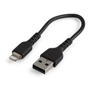 STARTECH  CABLE DE CARGA CERTIFICADO MFI LIGHTNING MACHO - USB A 2.0 MACHO 15CM NEGRO PARA PARA IPOD-IPHONE-IPAD