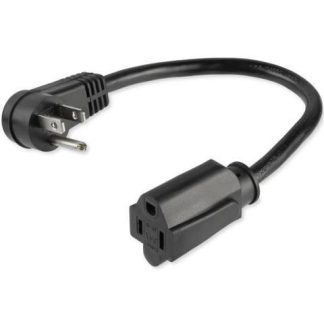 STARTECH  CABLE DE PODER ACODADO NEMA 5-15P MACHO - NEMA 5-15R ACOPLADOR HEMBRA 30CM NEGRO