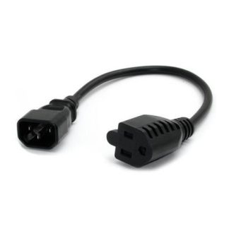 STARTECH  CABLE DE PODER C14 ACOPLADOR MACHO - NEMA 5-15R HEMBRA 30CM NEGRO