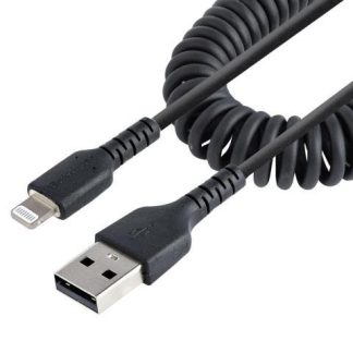 STARTECH  CABLE ESPIRAL LIGHTNING MACHO - USB A MACHO 1 METRO NEGRO