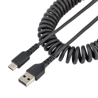 STARTECH  CABLE ESPIRAL USB-A MACHO - USB-C MACHO 1 METRO NEGRO