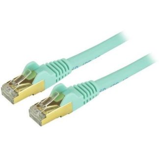 STARTECH  CABLE PATCH CAT6A STP BLINDADO SIN ENGANCHES RJ-45 MACHO - RJ-45 MACHO 90CM TURQUESA