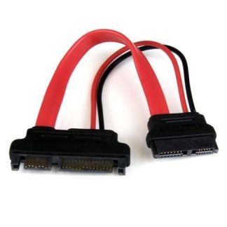 STARTECH  CABLE SLIMLINE SATA 13 PIN MACHO - SATA 7+15 PIN HEMBRA 15CM ROJO