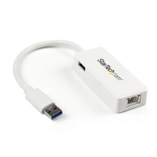 STARTECH  TARJETA ETHERNET EXTERNA USB 3.0 CON HUB ALAMBRICO 1X RJ-45 BLANCO