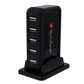 TECHZONE HUB USB 2.0 7 PUERTOS USB 2.0 HEMBRA 480MBIT-S NEGRO