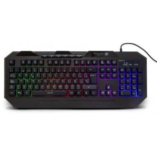 TECLADO GAMER NGKHYDRA 114 TECLAS RETROILUMINADO LED MULTICOLOR DISENO ERGONOMICO 6 BOTONES MULTIMEDIA NEGRO