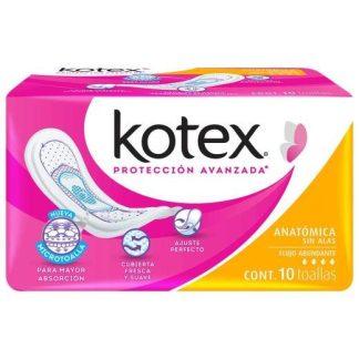 TOALLA FEMENINA KOTEX CLASICA SIN ALAS PAQUETE CON 10 PIEZAS