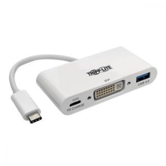TRIPP LITE ADAPTADOR USB C MACHO - DVI-D HEMBRA CON PUERTOS USB A-USB C COMPATIBLE CON THUNDERBOLT 3 BLANCO