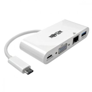 TRIPP LITE ADAPTADOR USB-C MACHO - VGA HEMBRA CON HUB USB-A 1X RJ-45 BLANCO