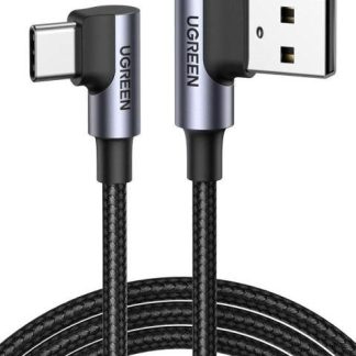 UGREEN CABLE USB A TIPO C 90° 50CM CARGA RAPIDA CELULAR COLOR NEGRO