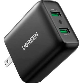 UGREEN CARGADOR DUAL USB 36W 2 PUERTOS CARGA RAPIDA DE PARED NEGRO