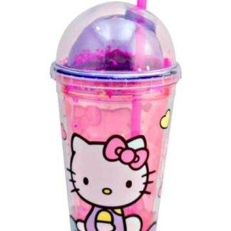 VASO DOBLE PARED CON TAPA DE DOMO MULTICOLOR HELLO KITTY