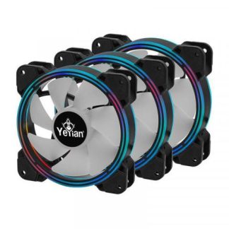 VENTILADOR YEYIAN TYPHOON LII MASTER ARGB LED 120MM 1300RPM NEGRO - 3 PIEZAS INCLUYE HUB-CONTROL-2 TIRAS LED