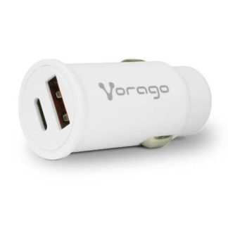 VORAGO CARGADOR PARA AUTO AU-305 20W 1X USB-C-1X USB-A BLANCO