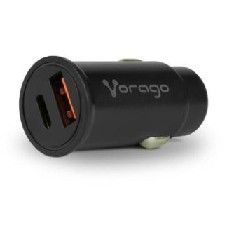 VORAGO CARGADOR PARA AUTO AU-305 20W 1X USB-C-1X USB-A NEGRO