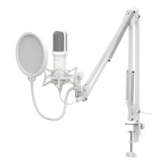 XZEAL KIT MICROFONO XZ-260 ALAMBRICO USB BLANCO - INCLUYE SOPORTE DE BRAZO Y FILTRO ANTI-POP
