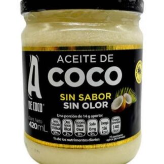 ACEITE DE COCO SIN OLOR Y SIN SABOR 420 ML A DE COCO
