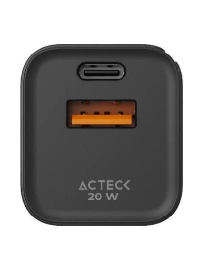 ACTECK CARGADOR DE PARED ENERGON PRIME 20W 1X USB-A-1X USB-C NEGRO - Image 2