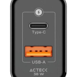 ACTECK CARGADOR DE PARED ENERGON PRIME CP38W ADVANCED 38W 1X USB-C-1X USB-A NEGRO