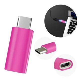 ADAPTADOR CONVERTIDOR MICRO USB V8 HEMBRA A TIPO C MACHO COLOR MAGENTA