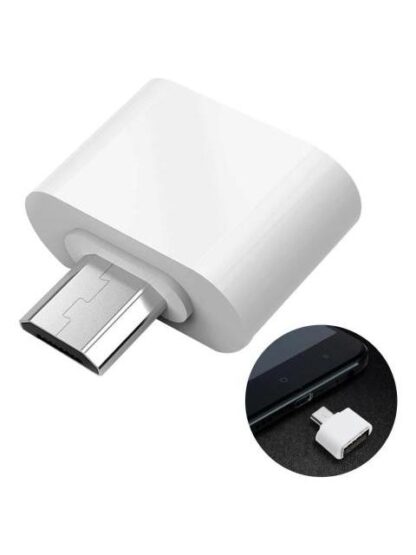 ADAPTADOR OTG  USB HEMBRA A MICRO USB V8 PARA MEMORIAS MOUSE Y TECLADO COLOR BLANCO