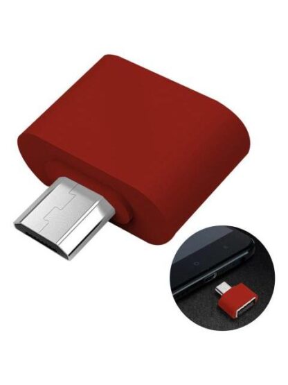 ADAPTADOR OTG  USB HEMBRA A MICRO USB V8 PARA MEMORIAS MOUSE Y TECLADO COLOR ROJO