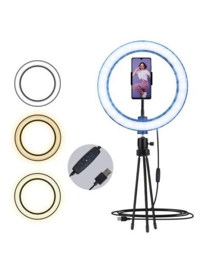 ARO DE LUZ LED 26CM CON MINI TRIPIE Y SOPORTE PARA CELULAR