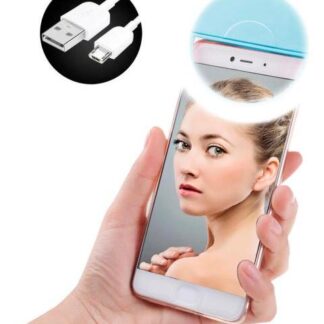 ARO DE LUZ LED  RECARGABLE SELFIE RING LIGHT DE CLIP PARA CELULAR AZUL